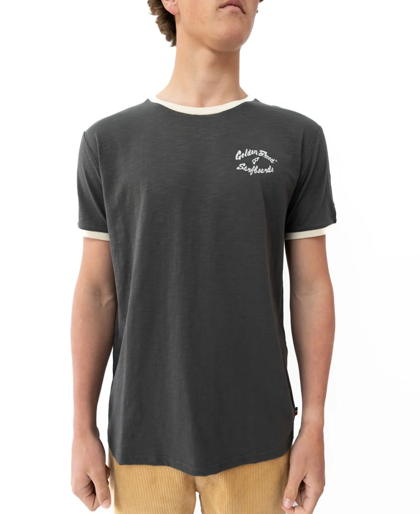 Flying Man Ringer Tee | Wash Black - Image 2