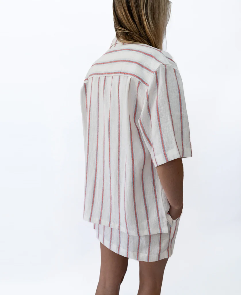 Bailey Shirt | Off White / Red Stripe - Image 6