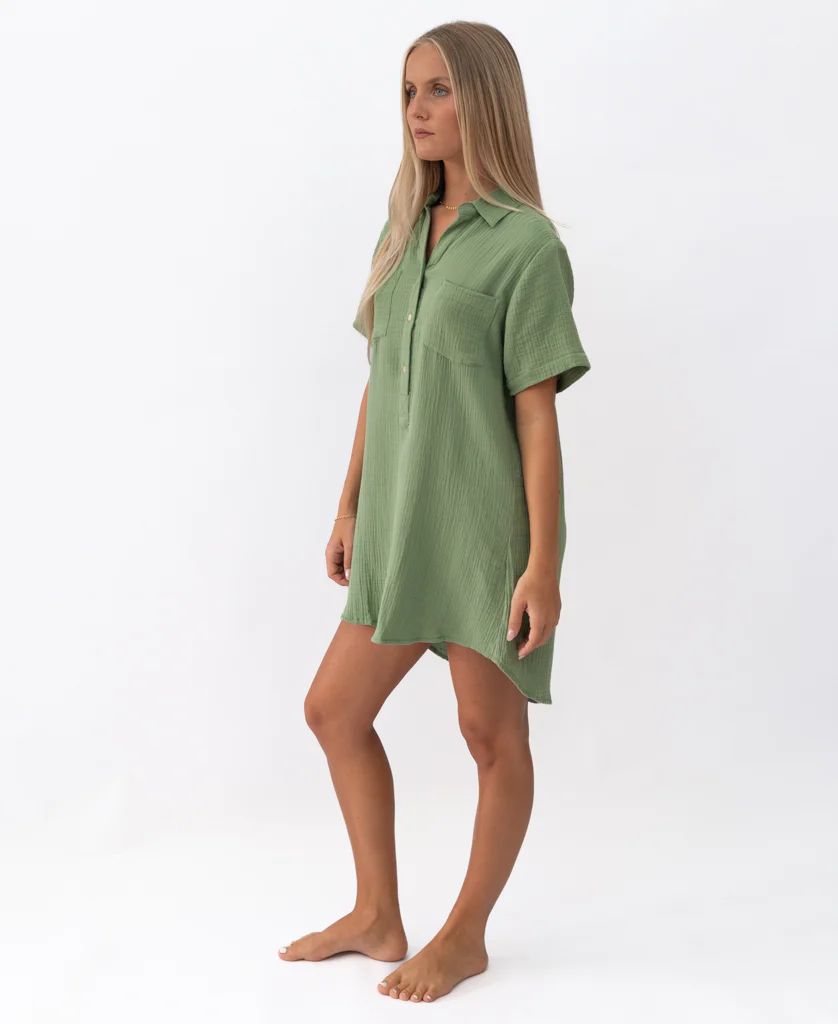 Bella Dress | Moss - Image 3