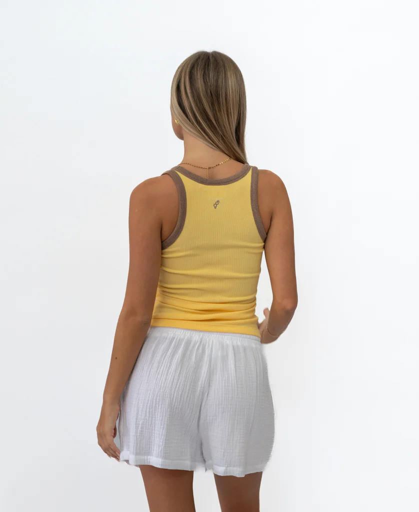 Flick Ringer Tank | Lemon / Espresso - Image 4