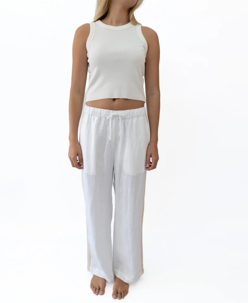 Gigi Retro Linen Pant | White - Image 3