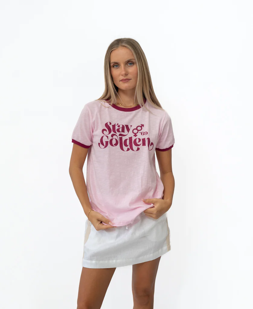 Stay Golden Ringer | Baby Pink / Plum - Image 3
