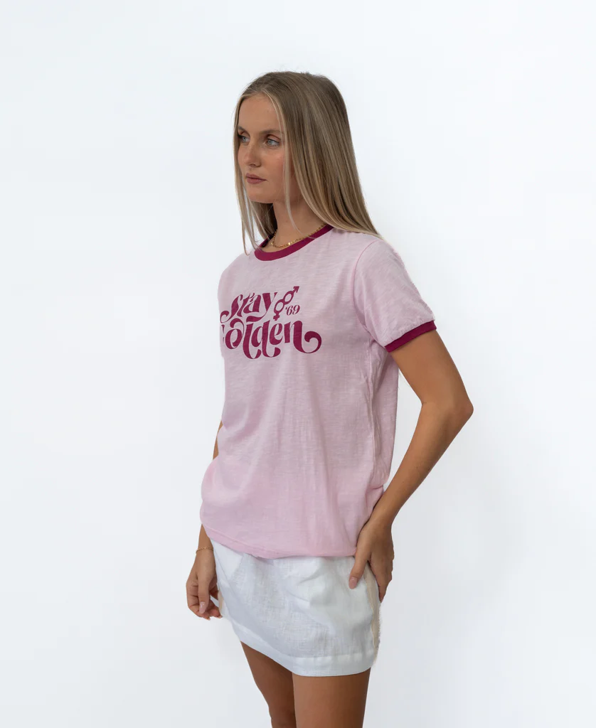 Stay Golden Ringer | Baby Pink / Plum - Image 4