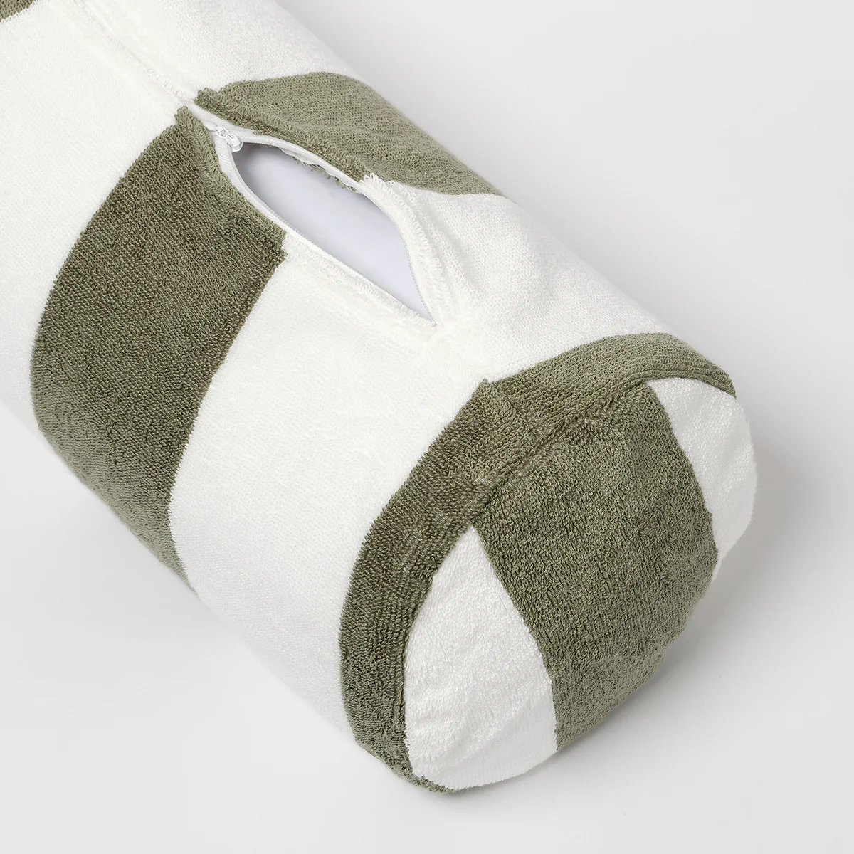 Inflatable Beach Pillow | The Vacay Olive Stripe - Image 3