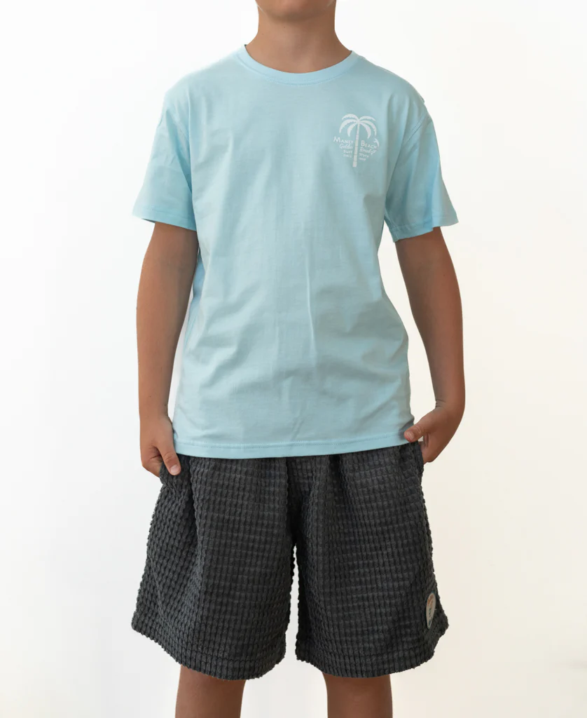 Manly Palm Loco Kids Tee | Turquoise - Image 2