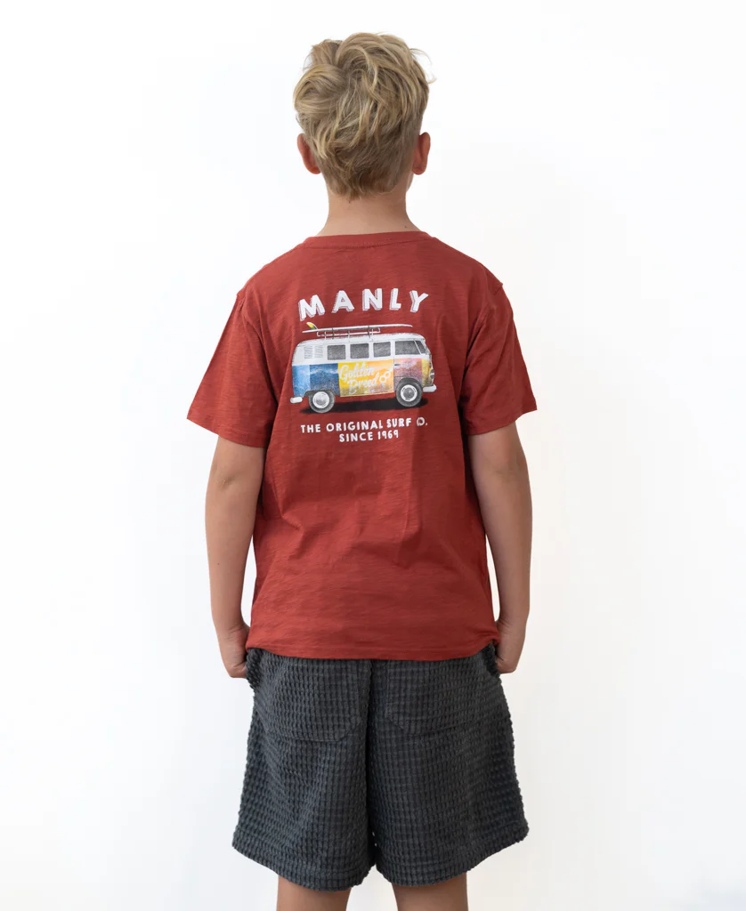 Manly Stoked Kombi Kids Tee | True Red - Image 4